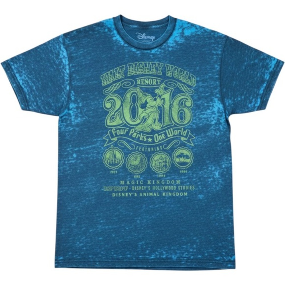 Disney Parks Mens Walt Disney World‎ 2016 Burnout Graphic T-Shirt Blue Size M